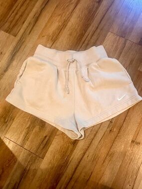 Nike Women’s Beige Athletic Fleece Shorts with Drawstring
